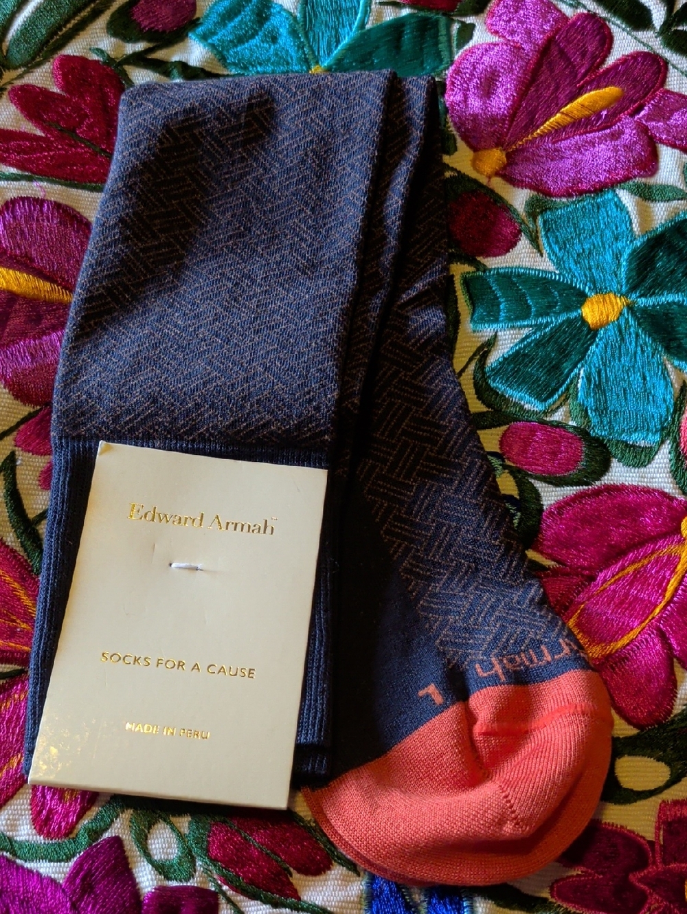 Edward Armah Navy Patterned Socks